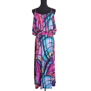 Copper Key Multicolor Abstract 2 Piece Top & Maxi Skirt Set